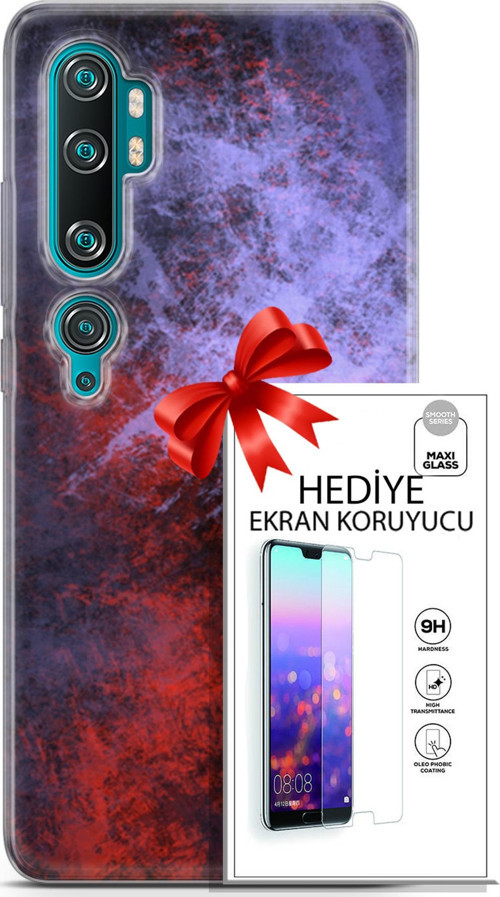 Xiaomi Mi Note 10 Kılıf Orijinal Seri Nature 18 Karışık Parlak Kılıf + Ekran Koruyucu Full Koruma