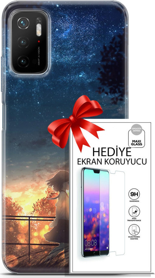 Xiaomi Poco M3 Pro 5G Kılıf Orijinal Seri Fantasy 21 Anime Yıldızlar Darbe Önleyici Kapak + Ön Ekran Koruyucu