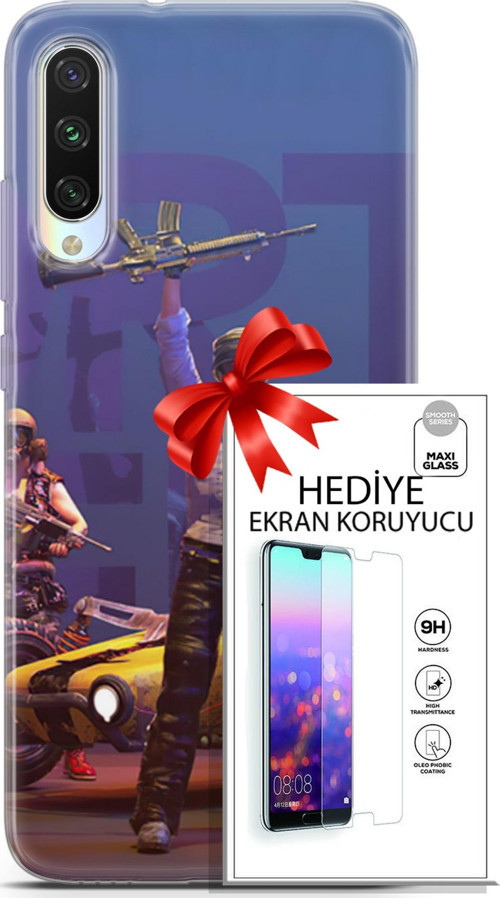 Xiaomi Mi A3 Kılıf Orijinal Seri Pubg 05 Silahlı Karakter Koruma Kılıfı + Ekran Koruyucu