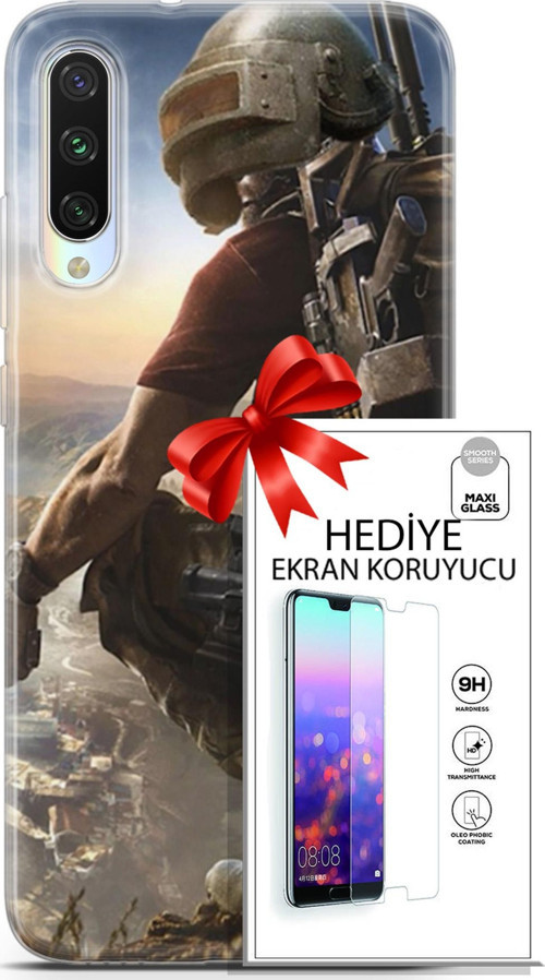 Xiaomi Mi A3 Kılıf Orijinal Seri Pubg 10 Mobile Full Hd Kılıf + Ekran Koruyucu
