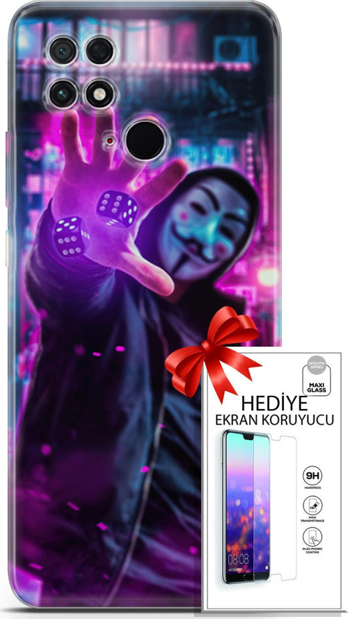 Xiaomi Poco C40 Kılıf Orijinal Seri Algorand 04 Zarlar Silikon Kılıf + Ekran Koruyucu Full Koruma