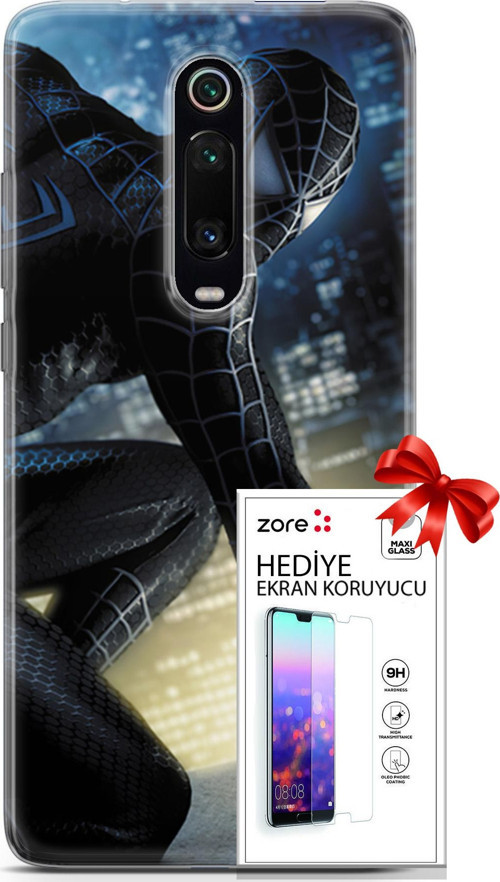 Xiaomi Mi 9T Pro Kılıf Orijinal Seri Supers 21 Spider Man Duvar Kağıdı Darbe Önleyici Kapak + Ön Ekran Koruyucu