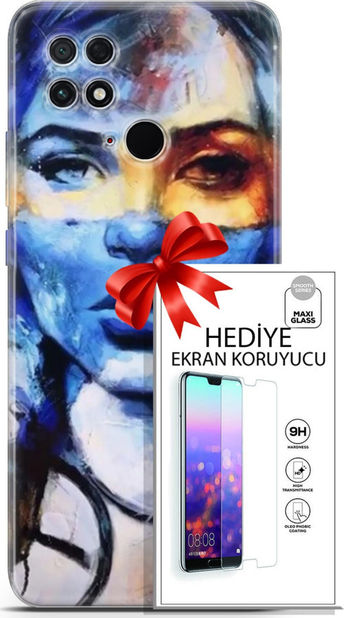 Xiaomi Poco C40 Kılıf Orijinal Seri Soul 13 Mavi Sarı Case Kapak Ekran Koruyucu