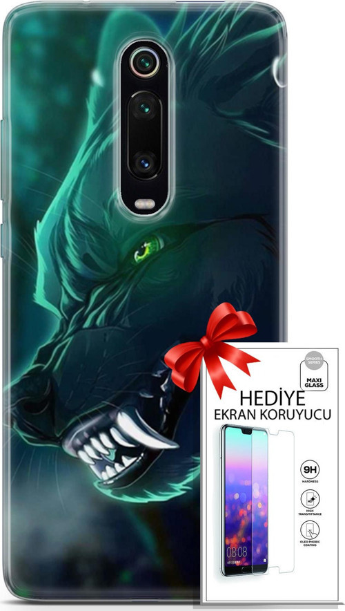 Xiaomi Mi 9T Pro Kılıf Orijinal Seri Cardano 17 Vahşi Kurt Yumuşak Kılıf + Ekran Koruyucu