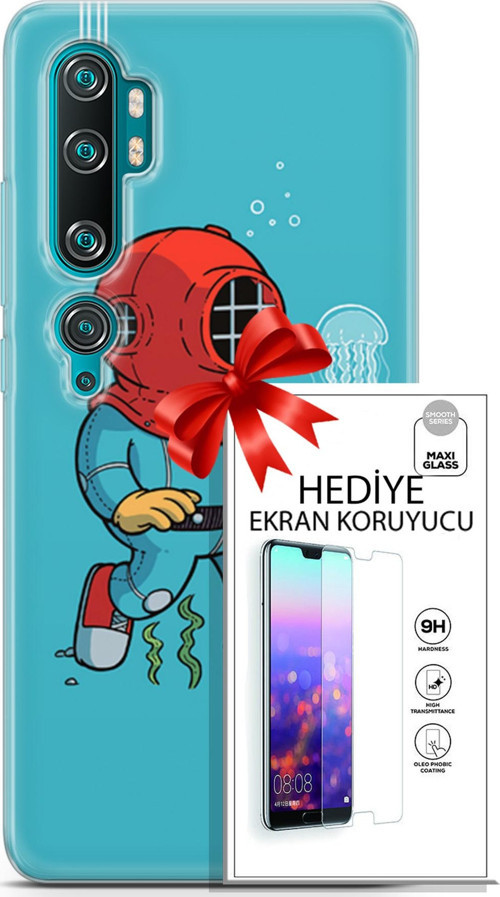Xiaomi Mi Note 10 Kılıf Orijinal Seri Neo 08 Batman Dc Baskılı Kılıf + Ekran Koruyucu