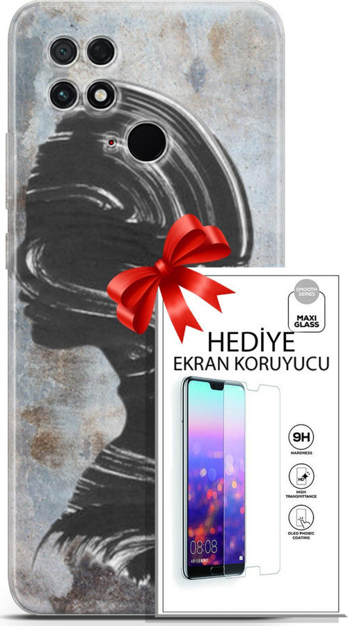 Xiaomi Poco C40 Kılıf Orijinal Seri Soul 18 Silüet Parlak Kılıf + Ekran Koruyucu Full Korumaketi