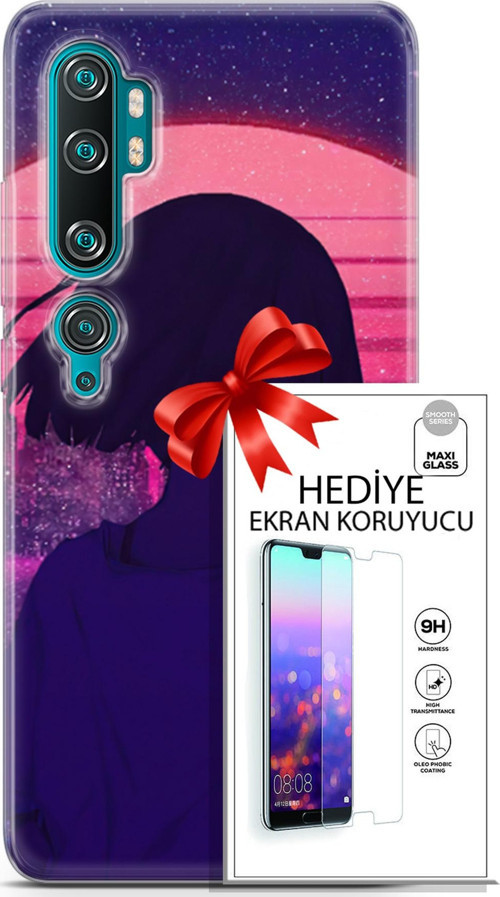Xiaomi Mi Note 10 Kılıf Orijinal Seri Neo 12 Blak Panther Tasarım Kılıf + Ekran Koruyucu
