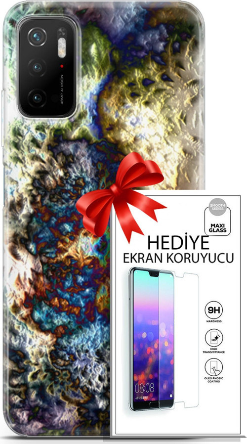 Xiaomi Poco M3 Pro 5G Kılıf Orijinal Seri Nature 13 Volkanik Case Kapak Ekran Koruyucu