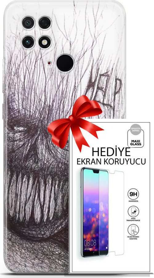 Xiaomi Poco C40 Kılıf Orijinal Seri Soul 29 Şeytan Leke Tutmaz Kapak + Ekran Koruyucu