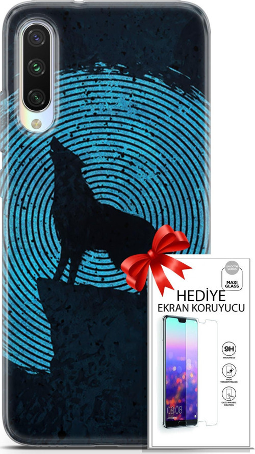Xiaomi Mi A3 Kılıf Orijinal Seri Algorand 05 Parmak İzi Kurt Koruma Kılıfı + Ekran Koruyucu