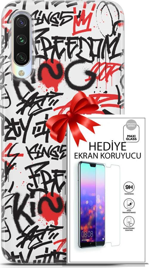 Xiaomi Mi A3 Kılıf Orijinal Seri Punky 22 King Freedom Kap + Ekran Koruyucu