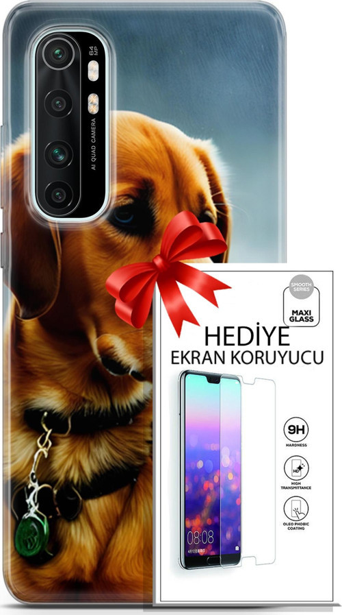 Xiaomi Mi Note 10 Lite Kılıf Orijinal Seri Dogs 04 Labrador Silikon Kılıf + Ekran Koruyucu Full Koruma