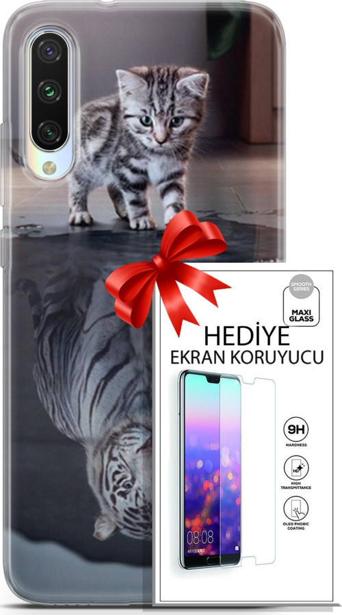 Xiaomi Mi A3 Kılıf Orijinal Seri Scotish-British 15 Yavru British Kalın Silikon + Ekran Koruyucu