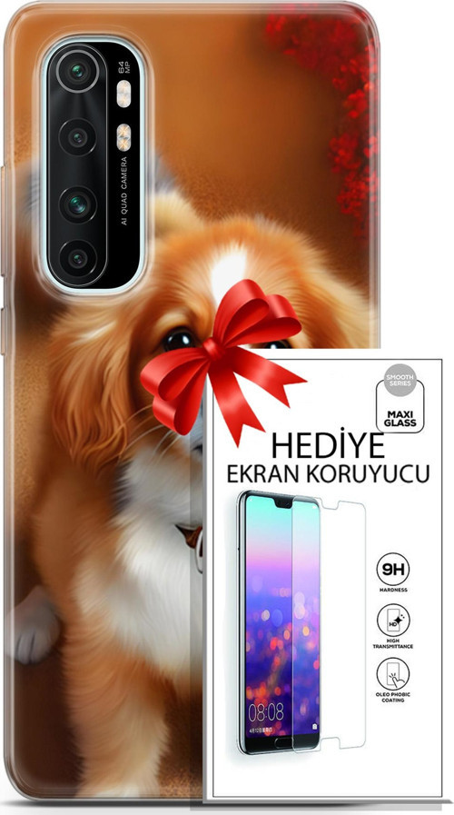 Xiaomi Mi Note 10 Lite Kılıf Orijinal Seri Dogs 14 King Charles Spaniel Cover Kılıf + Ön Ekran Koruyucu