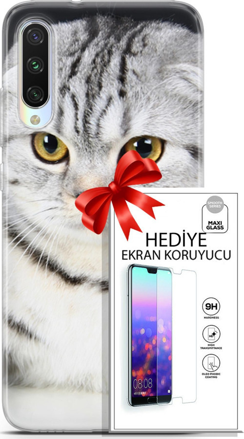 Xiaomi Mi A3 Kılıf Orijinal Seri Scotish-British 18 British Beyaz Parlak Kılıf + Ekran Koruyucu Full