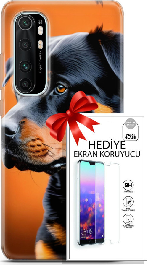 Xiaomi Mi Note 10 Lite Kılıf Orijinal Seri Dogs 23 Rottweiler Telefon Kabı Ve Ekran Koruyucu