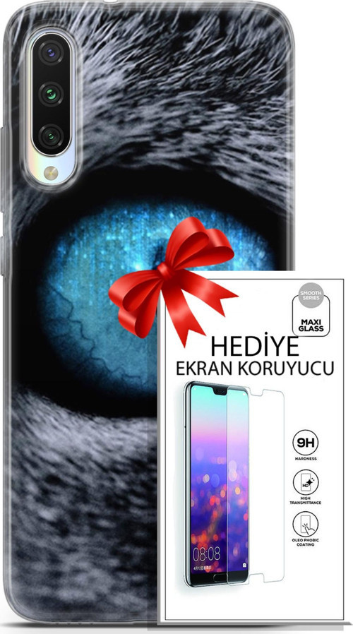 Xiaomi Mi A3 Kılıf Orijinal Seri Scotish-British 29 Pov Eye Leke Tutmaz Kapak + Ekran Koruyucu