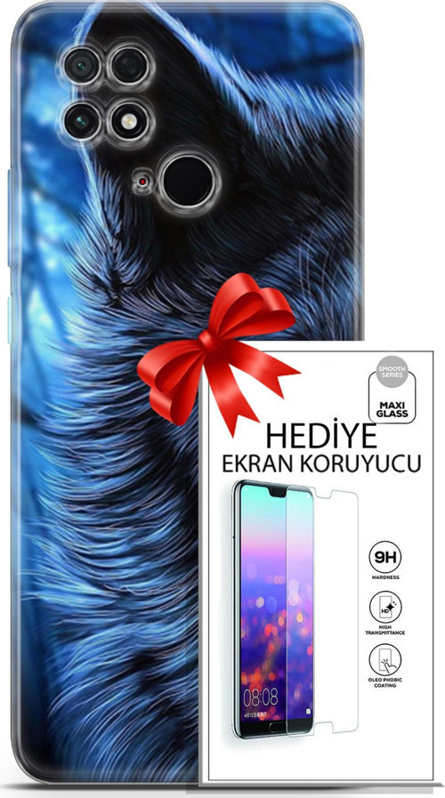 Xiaomi Poco C40 Kılıf Orijinal Seri Cardano 16 Kurt Yeşil Göz Hediyelik Kılıf Ve Ekran Koruyucu