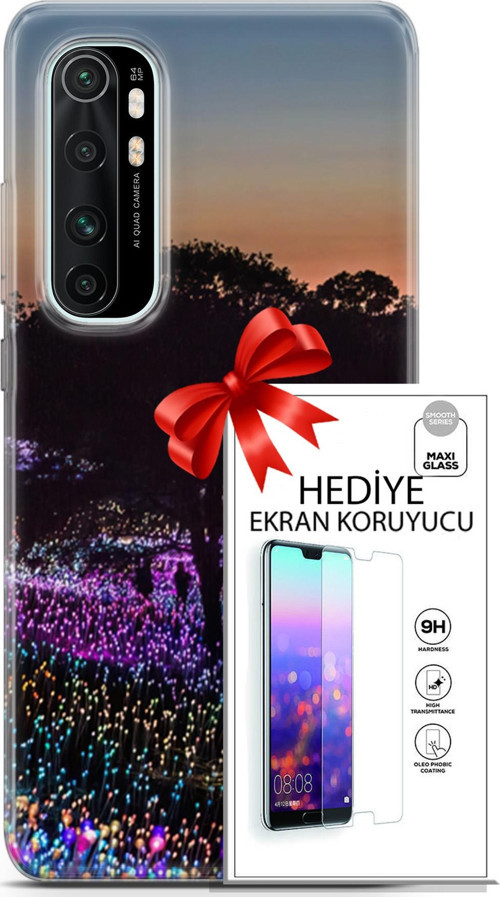 Xiaomi Mi Note 10 Lite Kılıf Orijinal Seri Fantasy 11 Işıltılı Brookgreen 4K Baskılı Kılıf + Ekran Koruyucu