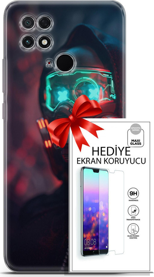 Xiaomi Poco C40 Kılıf Orijinal Seri Cyberpunk 03 Vr Maske Arka Kapak + Ekran Koruyucu