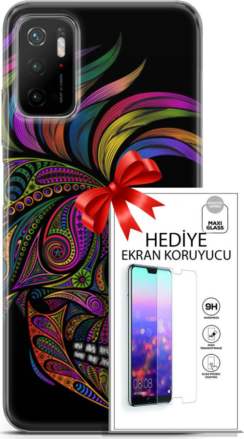 Xiaomi Poco M3 Pro 5G Kılıf Orijinal Seri Punky 14 Colorful Punk Cover Kılıf + Ön Ekran Koruyucu