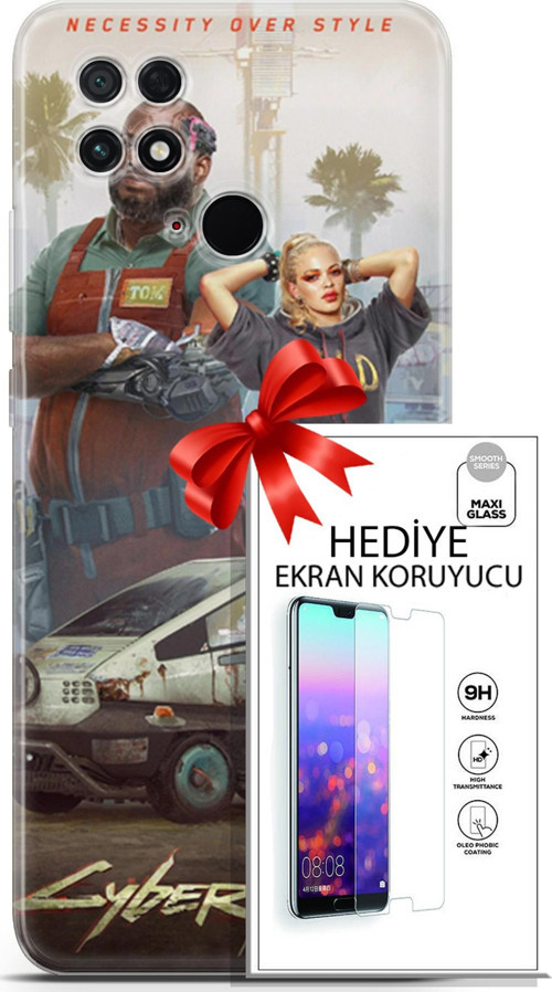 Xiaomi Poco C40 Kılıf Orijinal Seri Cyberpunk 21 2077 Darbe Önleyici Kapak + Ön Ekran Koruyucu