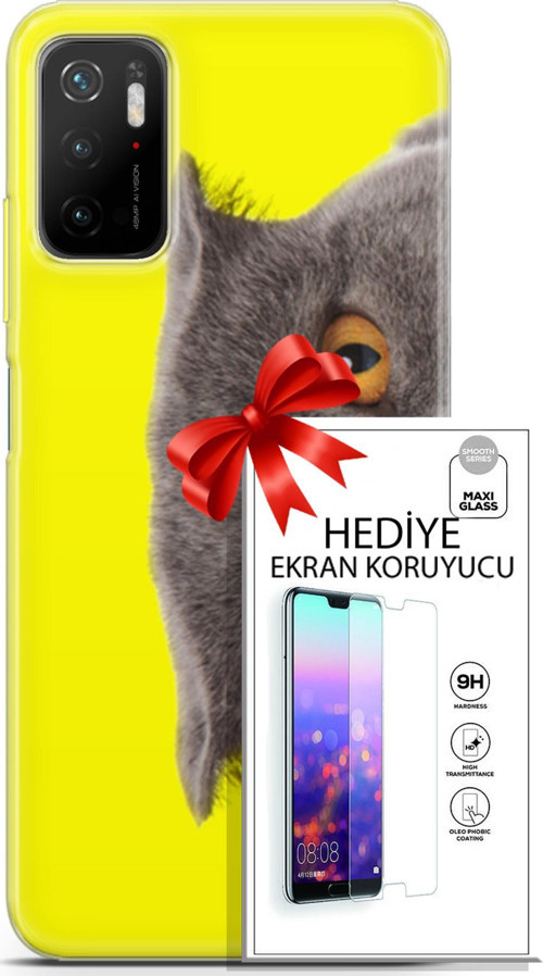 Xiaomi Poco M3 Pro 5G Kılıf Orijinal Seri Scotish-British 01 Scottish Fold Telefon Kılıfı + Ekran Koruyucu