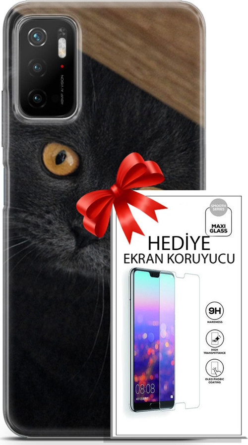Xiaomi Poco M3 Pro 5G Kılıf Orijinal Seri Scotish-British 03 Sarı Gözler Arka Kapak + Ekran Koruyucu