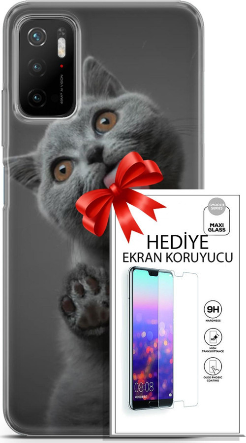Xiaomi Poco M3 Pro 5G Kılıf Orijinal Seri Scotish-British 09 Yavru Kedi Uv Kılıf Ve Ekran Koruyucu