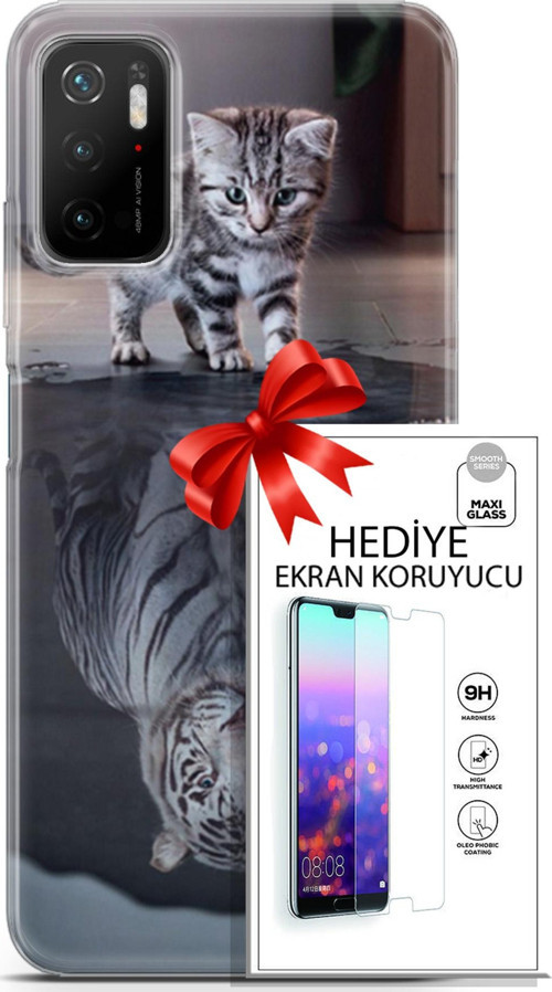 Xiaomi Poco M3 Pro 5G Kılıf Orijinal Seri Scotish-British 15 Yavru British Kalın Silikon + Ekran Koruyucu