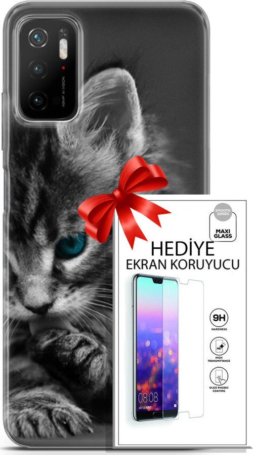 Xiaomi Poco M3 Pro 5G Kılıf Orijinal Seri Scotish-British 19 Mavi Gözlü Ragdoll Tam Koruma Kılıf + Ekran Koruyucu