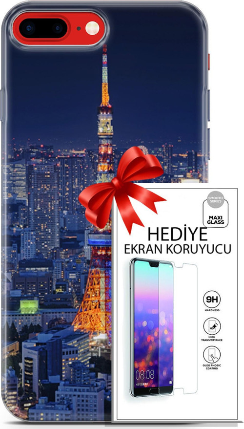 Apple İphone 7 Plus - 8 Plus Kılıf Orijinal Seri Fantasy 02 Eyfel Kapak Ve Ekran Koruyucu