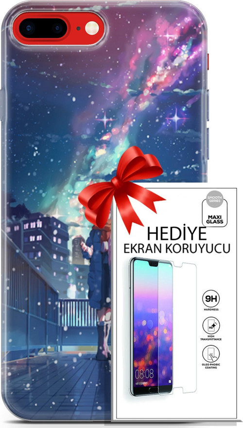 Apple İphone 7 Plus - 8 Plus Kılıf Orijinal Seri Fantasy 10 Anime Kar Full Hd Kılıf + Ekran Koruyucu
