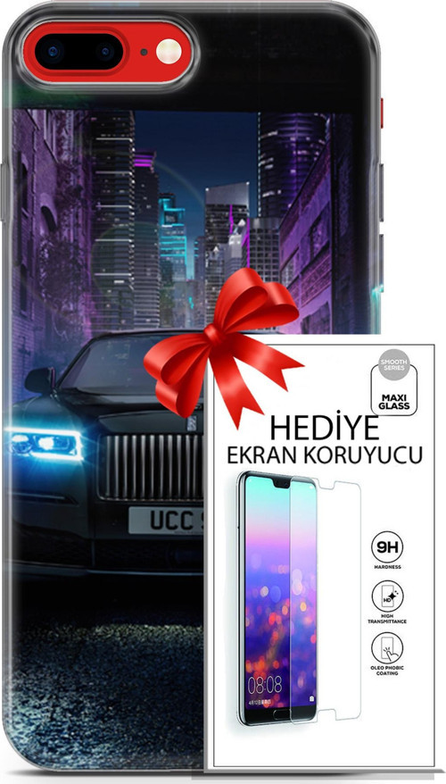 Apple İphone 7 Plus - 8 Plus Kılıf Orijinal Seri Fantasy 12 Rolls Royce Tasarım Kılıf + Ekran Koruyucu