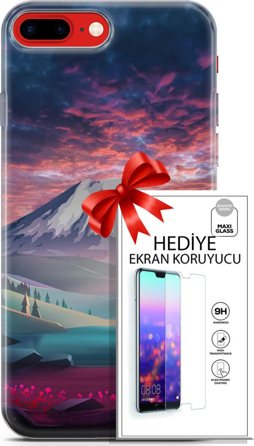 Apple İphone 7 Plus - 8 Plus Kılıf Orijinal Seri Fantasy 14 Karlı Dağ Cover Kılıf + Ön Ekran Koruyucu