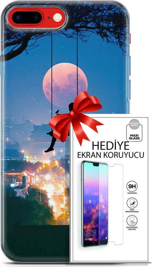 Apple İphone 7 Plus - 8 Plus Kılıf Orijinal Seri Fantasy 30 Ay Salıncak Kenarları Şeffaf Kapak Ve Ek