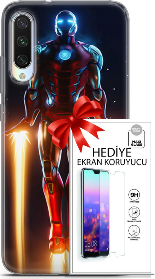 Xiaomi Mi A3 Kılıf Orijinal Seri Dc 19 Iron Man Tam Koruma Kılıf + Ekran Koruyucu