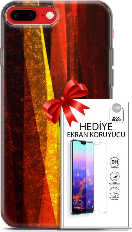 Apple İphone 7 Plus - 8 Plus Kılıf Orijinal Seri Nature 17 Sarı Katman Yumuşak Kılıf + Ekran Koruyucu