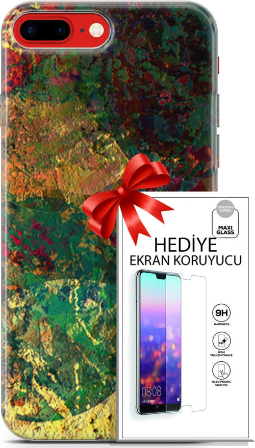 Apple İphone 7 Plus - 8 Plus Kılıf Orijinal Seri Nature 26 Çok Renkli Soft Kapak + Ekran Koruyucu