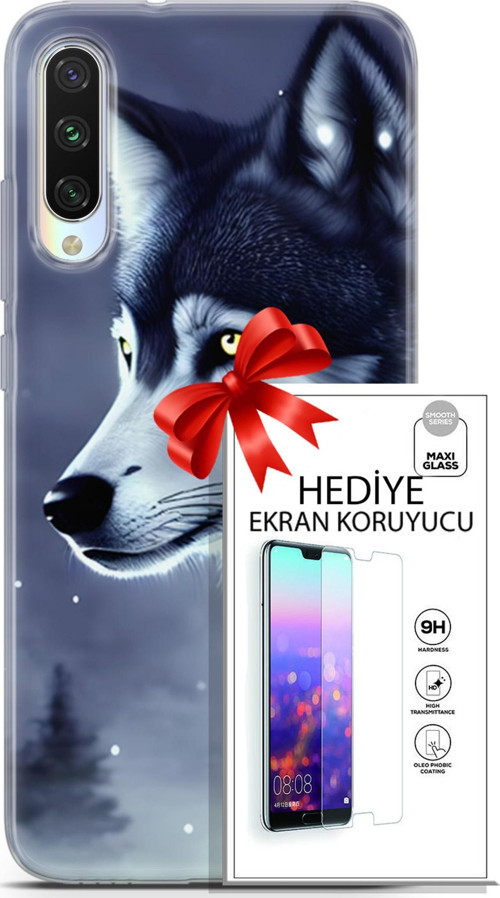 Xiaomi Mi A3 Kılıf Orijinal Seri Dogs 06 Yalnız Kurt Koruyucu Kapak Ekran Koruyucu