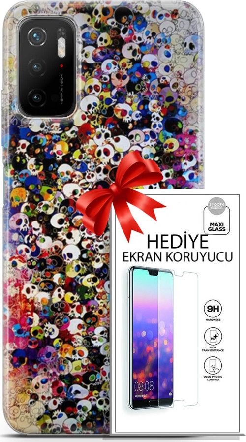 Xiaomi Poco M3 Pro 5G Kılıf Orijinal Seri Cardano 08 Kurukafalar Baskılı Kılıf + Ekran Koruyucu