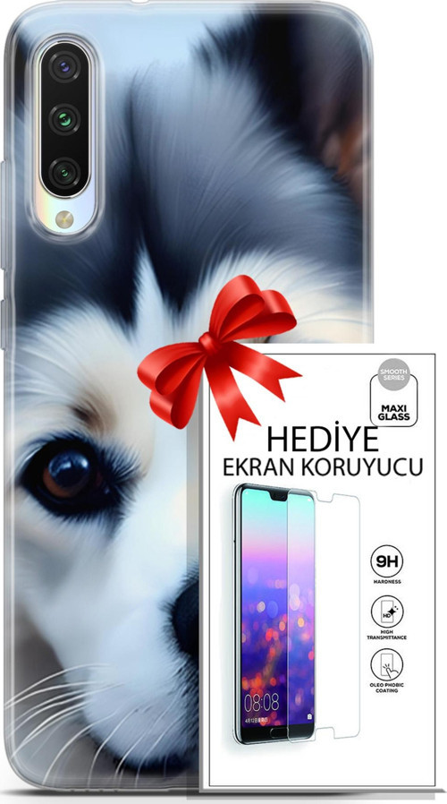 Xiaomi Mi A3 Kılıf Orijinal Seri Dogs 12 Shiba Tasarım Kılıf + Ekran Koruyucu