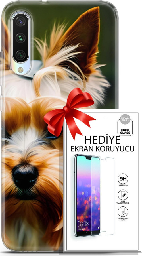 Xiaomi Mi A3 Kılıf Orijinal Seri Dogs 13 Yorkshire Terriyer Case Kapak Ekran Koruyucu