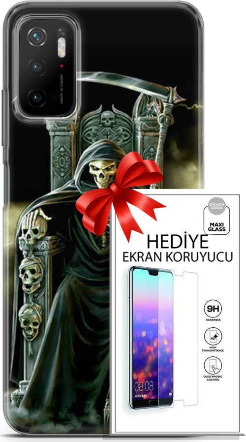 Xiaomi Poco M3 Pro 5G Kılıf Orijinal Seri Cardano 11 İskeletor 4K Baskılı Kılıf + Ekran Koruyucu Ful
