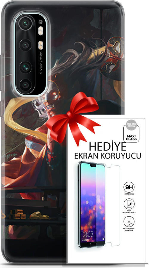 Xiaomi Mi Note 10 Lite Kılıf Orijinal Seri Neo 07 Batman Vs Deathstroke Desenli Kılıf + Ön Ekran Koruyucu