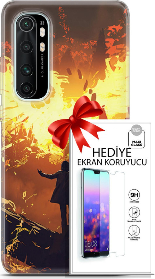 Xiaomi Mi Note 10 Lite Kılıf Orijinal Seri Neo 13 Mor Panter Fortnite Case Kapak Ekran Koruyucu