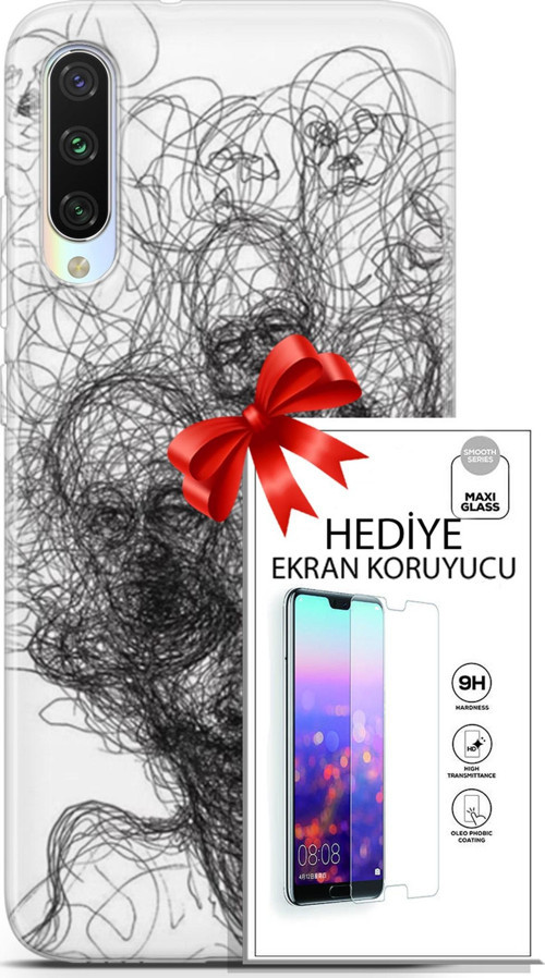 Xiaomi Mi A3 Kılıf Orijinal Seri Soul 25 Kurşunkalem Soyulmayan Kılıf + Ekran Koruyucu Full Koruma