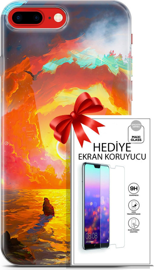 Apple İphone 7 Plus - 8 Plus Kılıf Orijinal Seri Neo 21 Tabancalı Darbe Önleyici Kapak + Ön Ekran Koruyucu