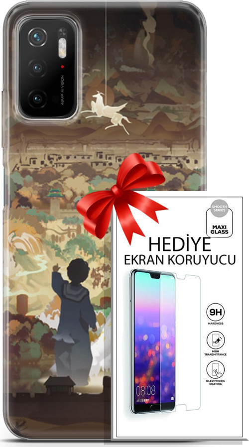 Xiaomi Poco M3 Pro 5G Kılıf Orijinal Seri Cardano 26 Kanatlı At Soft Kapak + Ekran Koruyucu