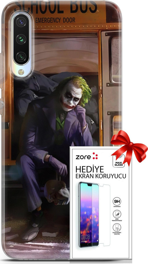 Xiaomi Mi A3 Kılıf Orijinal Seri Supers 05 Joker Poster Koruma Kılıfı + Ekran Koruyucu